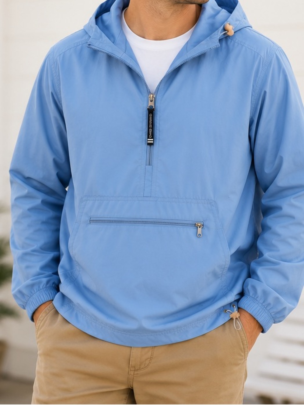 Charles River Apparel Pack-N-Go Pullover Rain Jacket Windbreaker Blue M